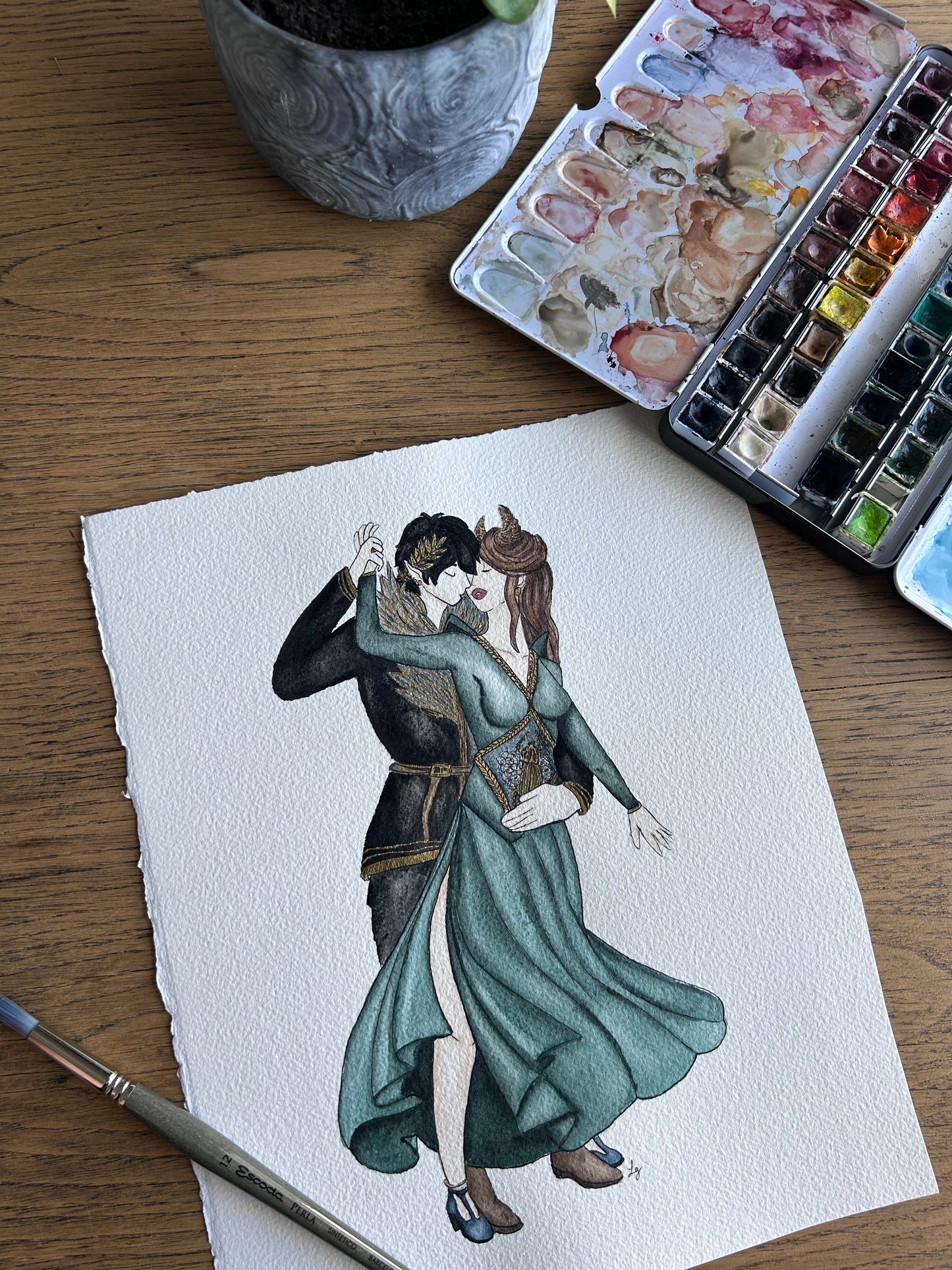 AQUARELLE ORIGINALE- La Danse de Jude et Cardan