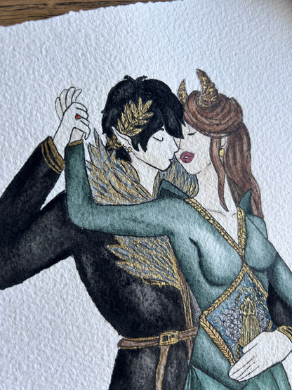 AQUARELLE ORIGINALE- La Danse de Jude et Cardan