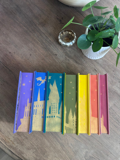 🌈 Harry Potter Rainbow Collection – Handmade Rebinding