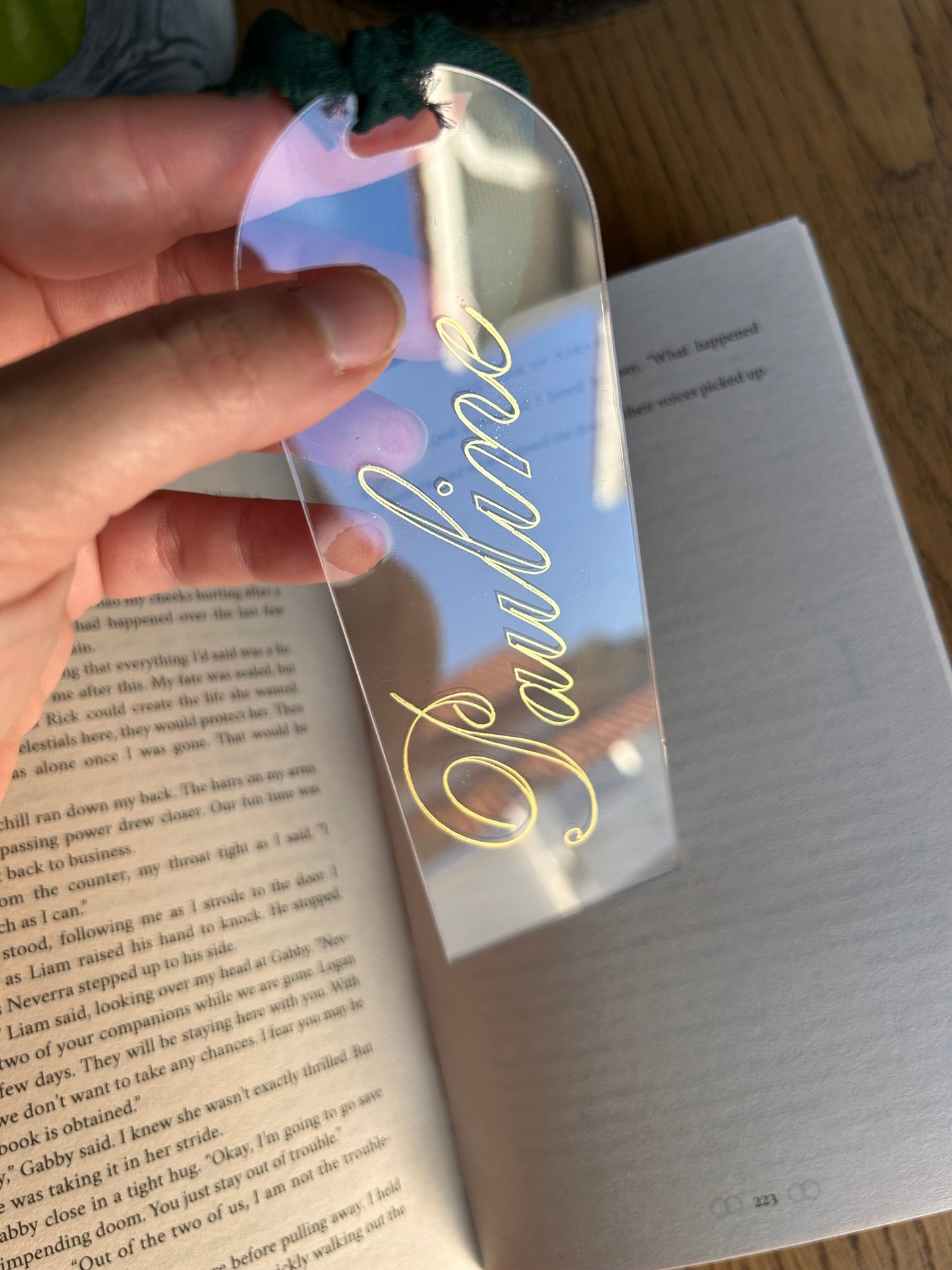 ✨ Marque-pages personnalisables – Gravure dorée & nœud en popeline de soie