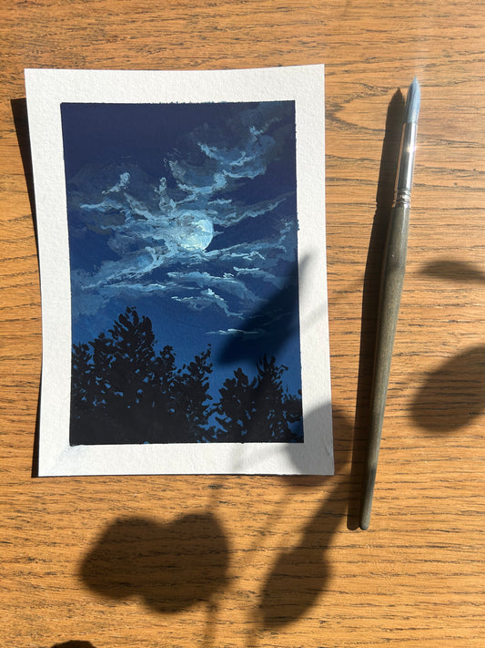 🌙 Collection "Ode à la Lune" – Gouache Originale N6