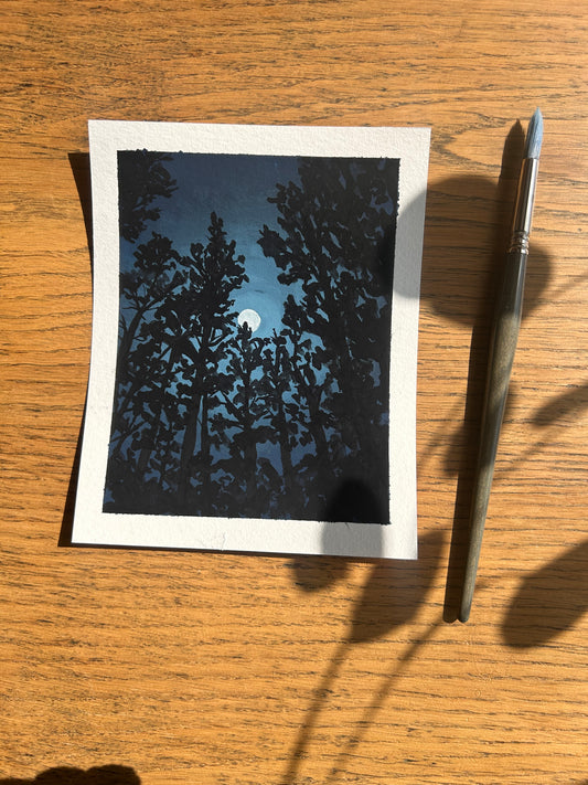 🌙 Collection "Ode à la Lune" – Gouache Originale N4