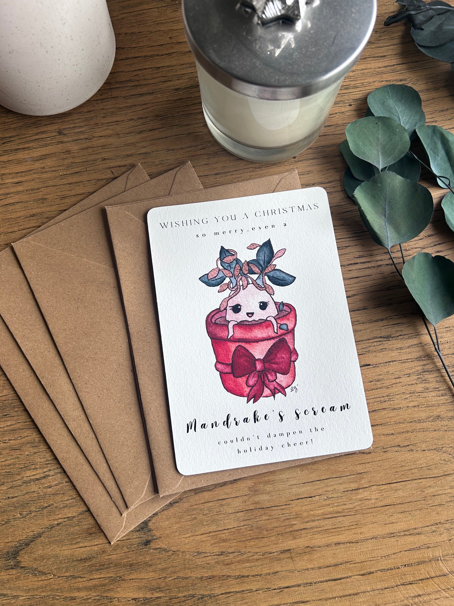 Lot de 5 cartes postales de Noël Harry Potter – Aquarelles FineArt pour un Noël magique