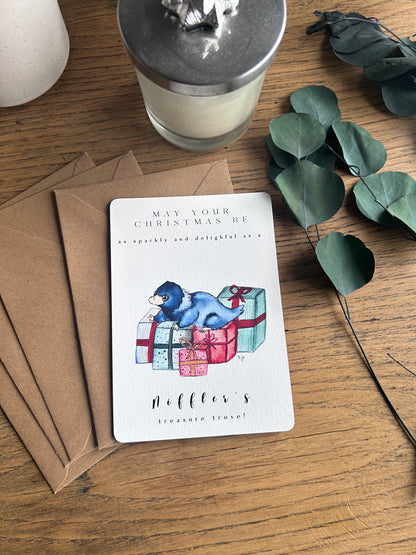 Lot de 5 cartes postales de Noël Harry Potter – Aquarelles FineArt pour un Noël magique