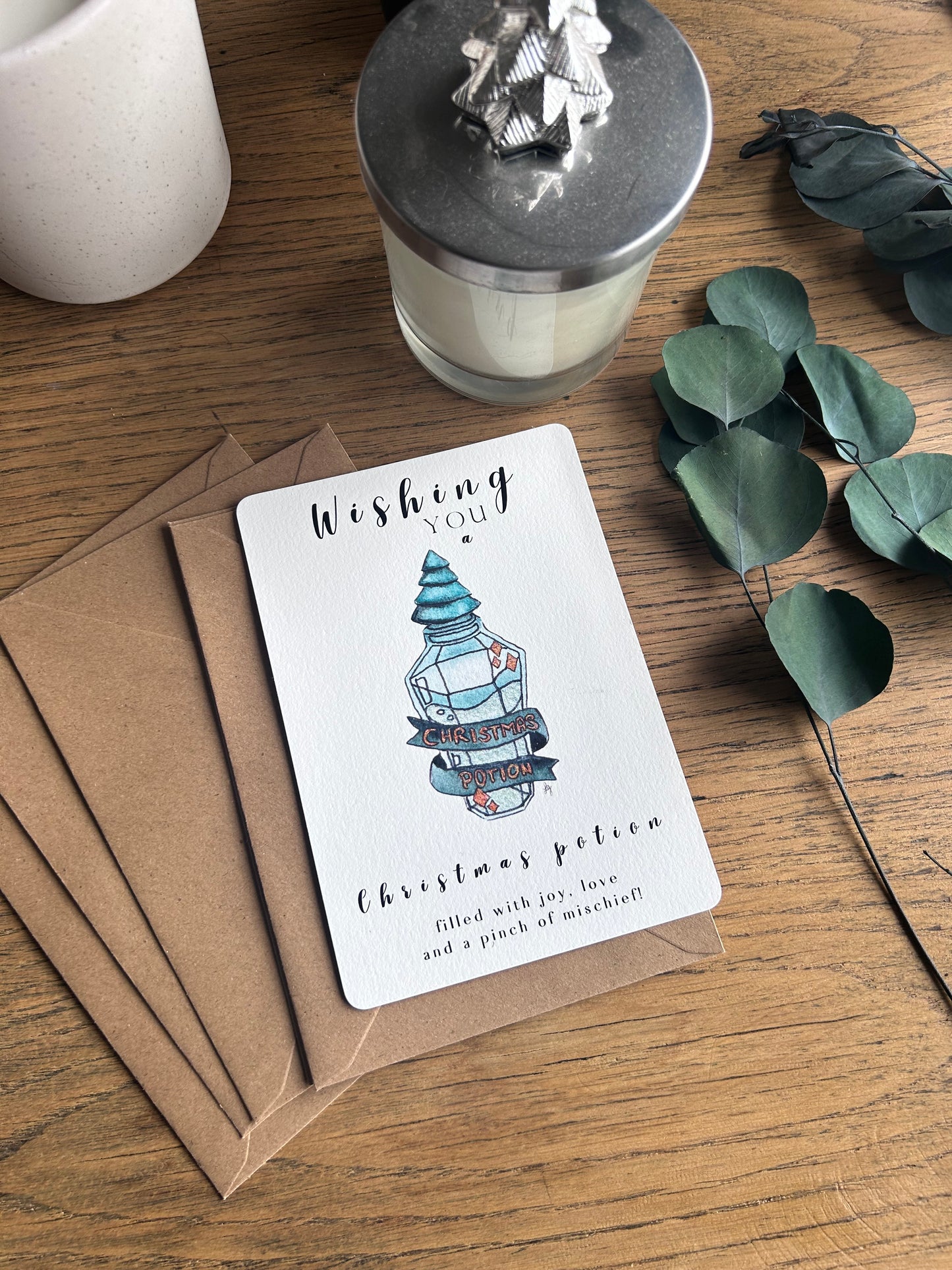 Lot de 5 cartes postales de Noël Harry Potter – Aquarelles FineArt pour un Noël magique