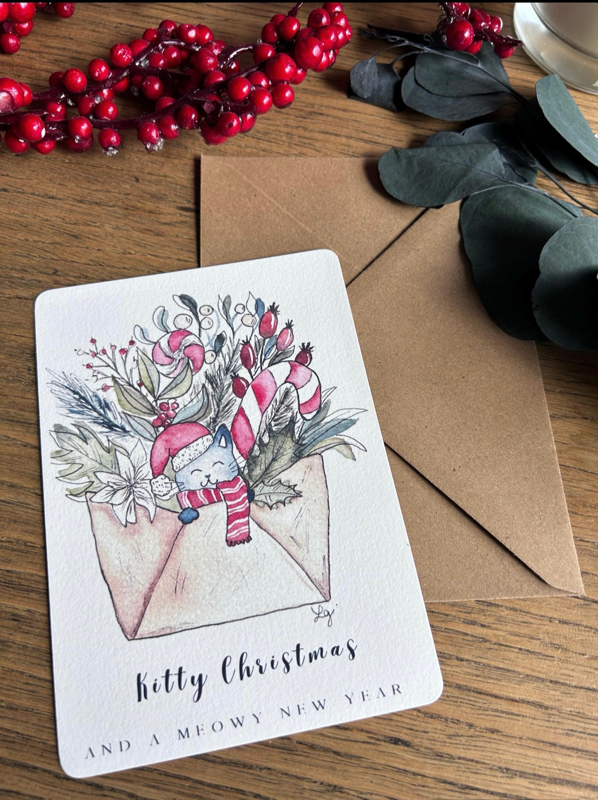 Lot de 5 cartes postales de Noël cocooning – Aquarelles FineArt pour des fêtes douces et féeriques