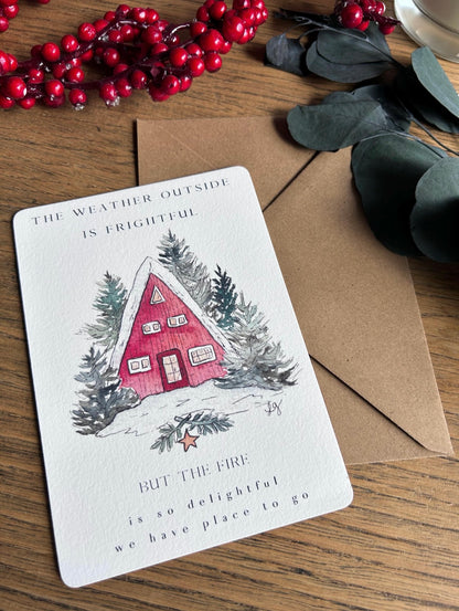 Lot de 5 cartes postales de Noël cocooning – Aquarelles FineArt pour des fêtes douces et féeriques