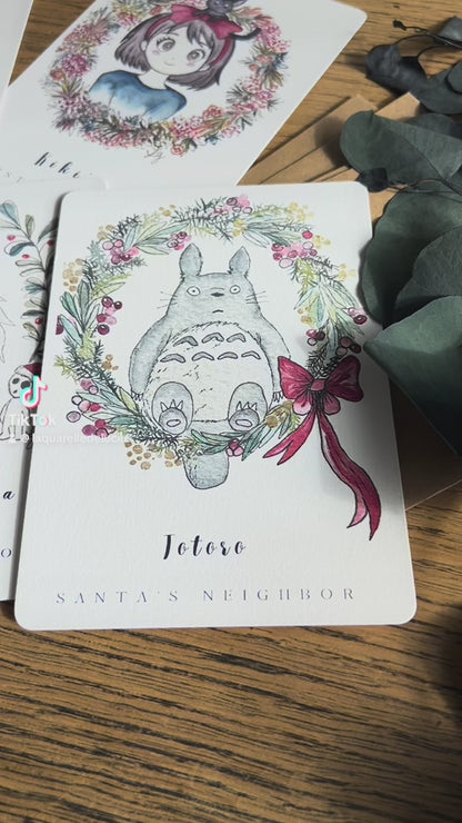 Lot de 5 cartes postales – Noël enchanté inspiré des Studios Ghibli