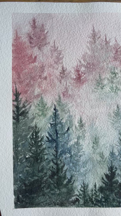 AQUARELLE ORIGINALE- Twilight Forest