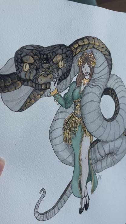 AQUARELLE ORIGINALE- Jude et le Serpent